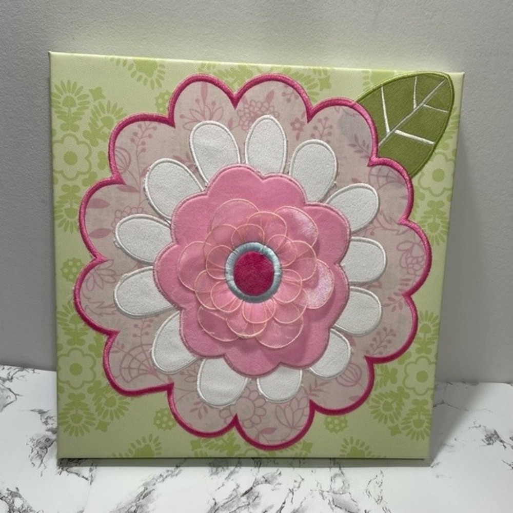 12” Square Mixed Media Flower Wall Hanging